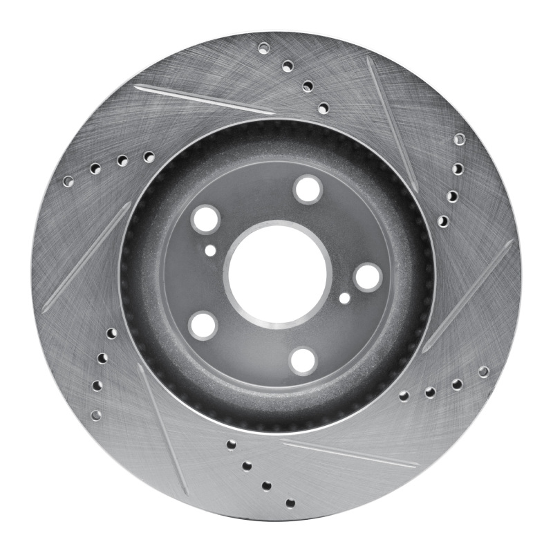 Kia Sportage Brake Rotor (1) - Front Left - R1 Concepts - Drilled & Slotted - Silver - `95-`02